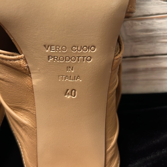 Roberto Della Croce Tan Leather Chuncky Heel Mule - Picture 7 of 8